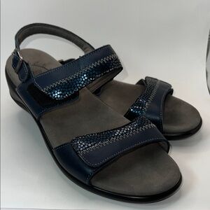 SAS Women's Navy Sandals with Shimmering Accents